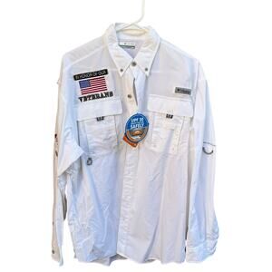 Columbia Men's Bahama II Long-Sleeve Shirt custom In Honor of Our Veterans Sz M